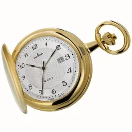 DUGENA Savonette Taschenuhr mit Kette, Quarzuhrwerk, 4460302-1