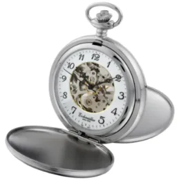 Eichmüller Taschenuhr 8233 teilskeletttiert, beidseitig aufklappbar, mattiert