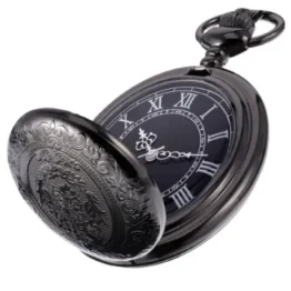 Hicarer Herren Analog Quarz Taschenuhr (Schwarz)