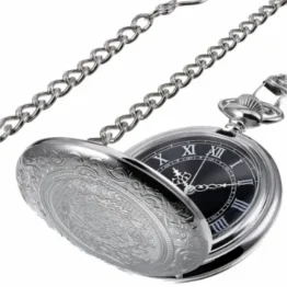 Hicarer Herren Analog Quarz Taschenuhr (Silber)