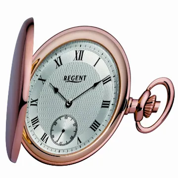 Regent mechanische Taschenuhr mit Sprungdeckel rosé 31874 inkl. Gravur