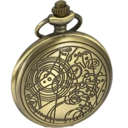 SIBOSUN Doctor Who Quarz Taschenuhr Dr. Who Antik Männer Mit Kette + Box (Vintage Römische Ziffern, Bronze)