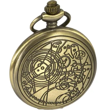 SIBOSUN Doctor Who Quarz Taschenuhr Dr. Who Antik Männer Mit Kette + Box (Vintage Römische Ziffern, Bronze)