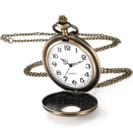 Yaomiao Vintage Taschenuhr Glatte Quarz Taschenuhr mit Kette Antik Kettenuhr mit Arabischen Ziffern für Damen Herren Vater Opa Geburtstag Jahrestag